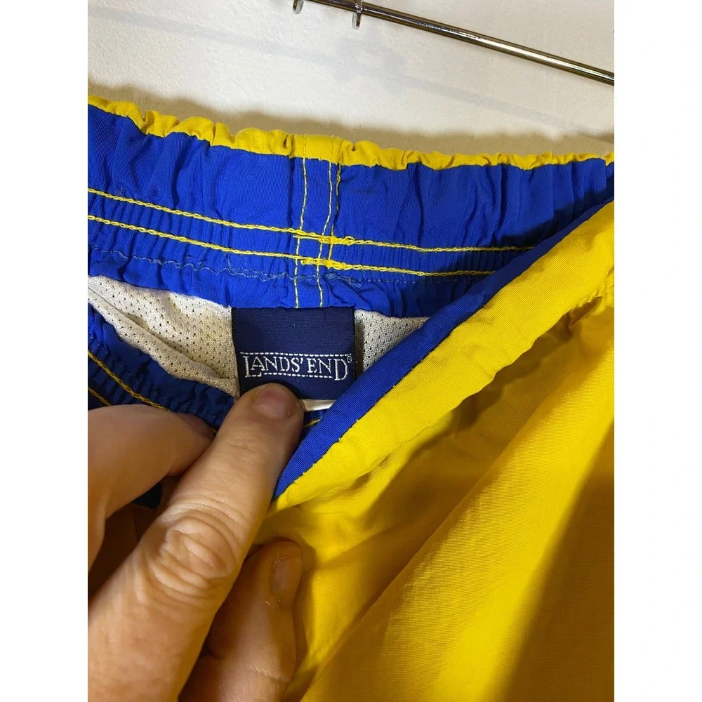 Lands' End Men's XL‎ Yellow Swim Trunks Lined Drawstring Beach Pool Shorts